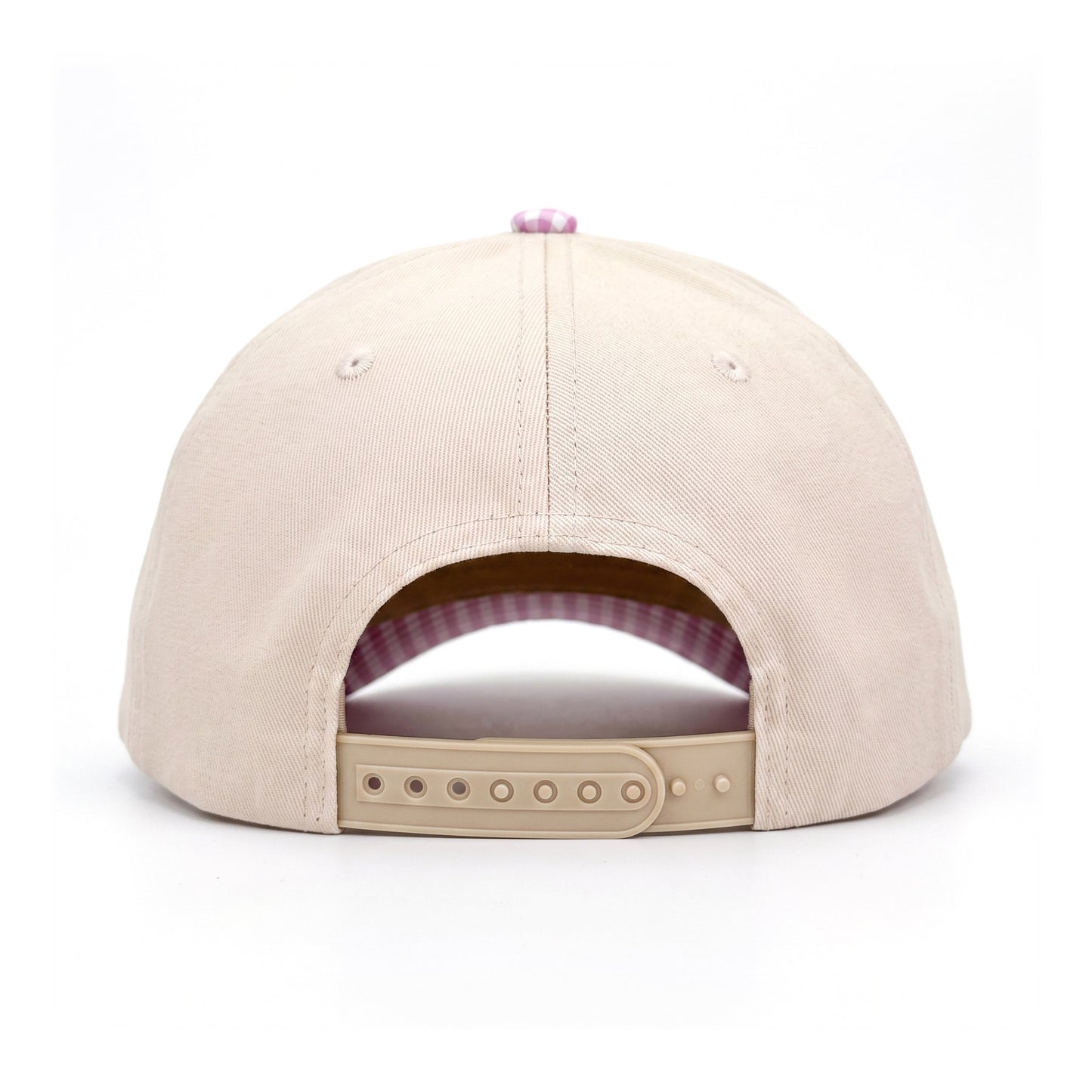 Pickleball Girlie Trucker Pink Gingham Floral Paddle back view showing closure
