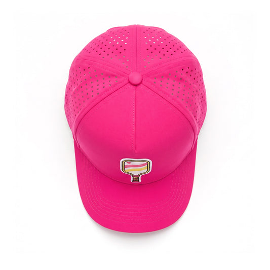 Pickleball Solid Trucker Hot Pink Stripe top down overhead view