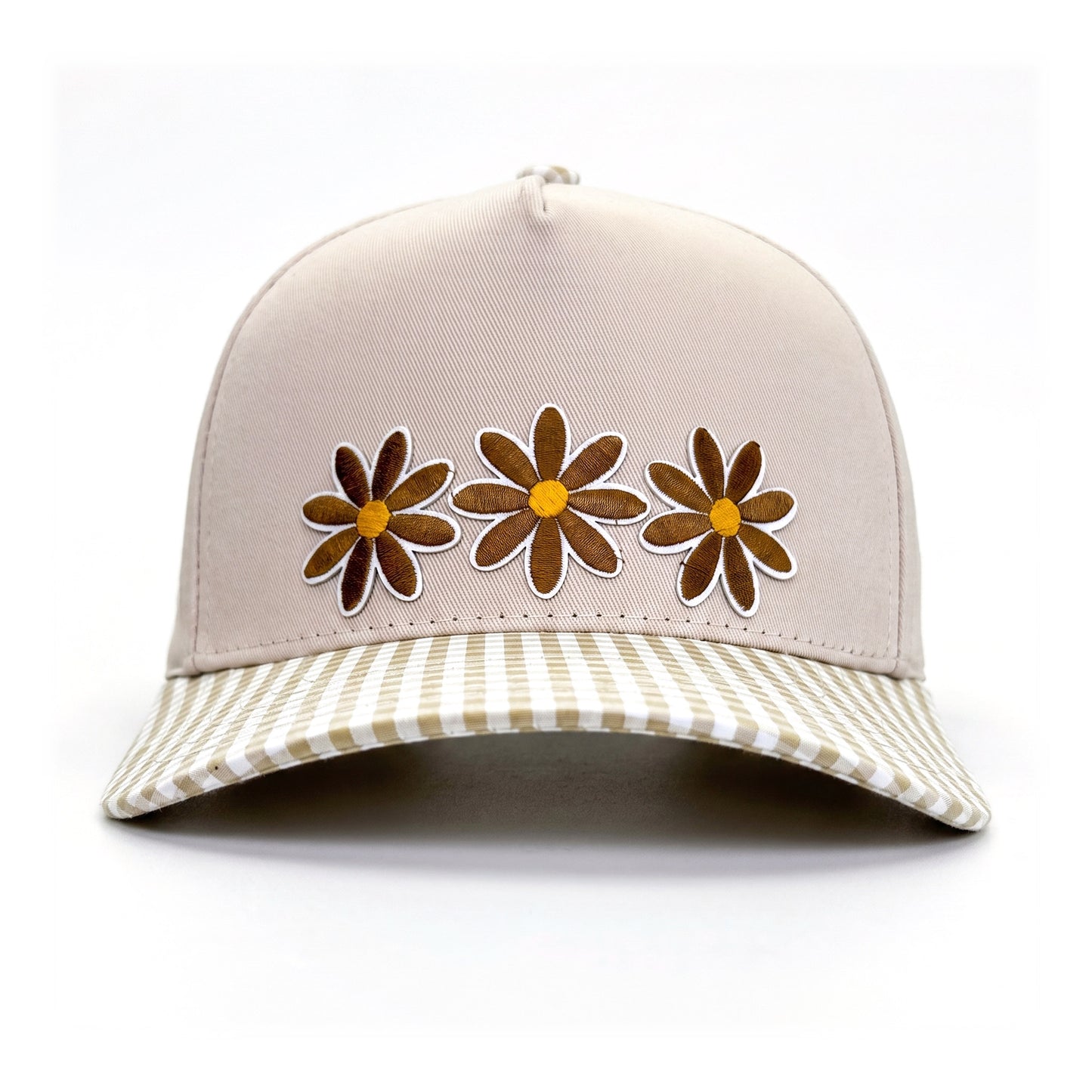 3 Daisy Trucker Neutral Gingham front view