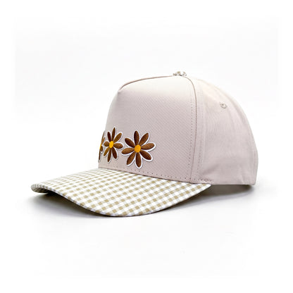 3 Daisy Trucker Neutral Gingham three-quarter front-left view