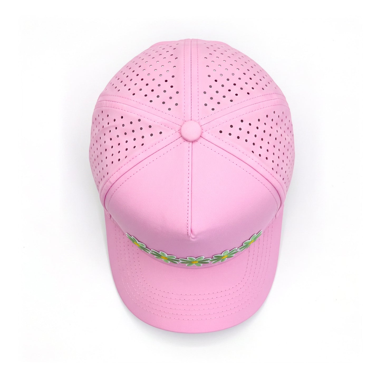 5 Daisy Solid Trucker Pink top down overhead view