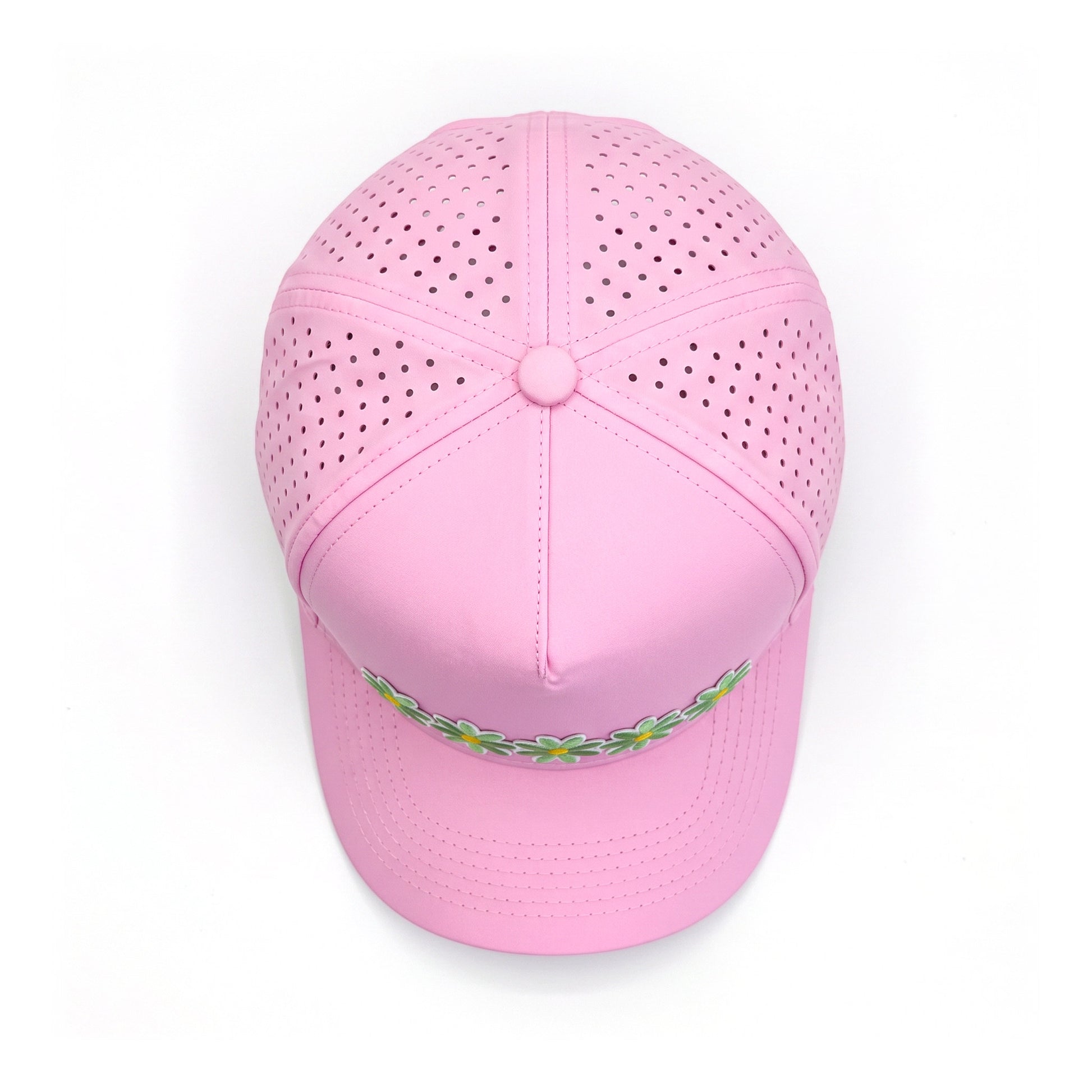 5 Daisy Solid Trucker Pink top down overhead view