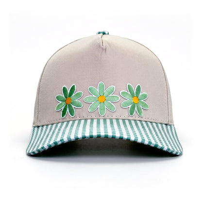 3 Daisy Green Gingham Trucker front view