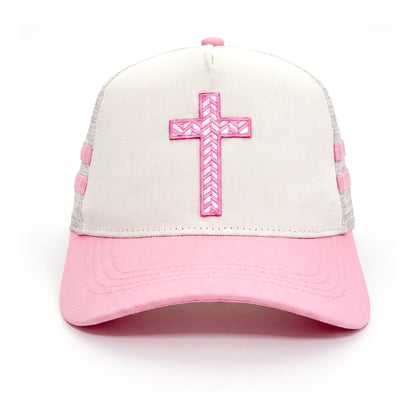 Wear Your Faith Trucker Pink front view