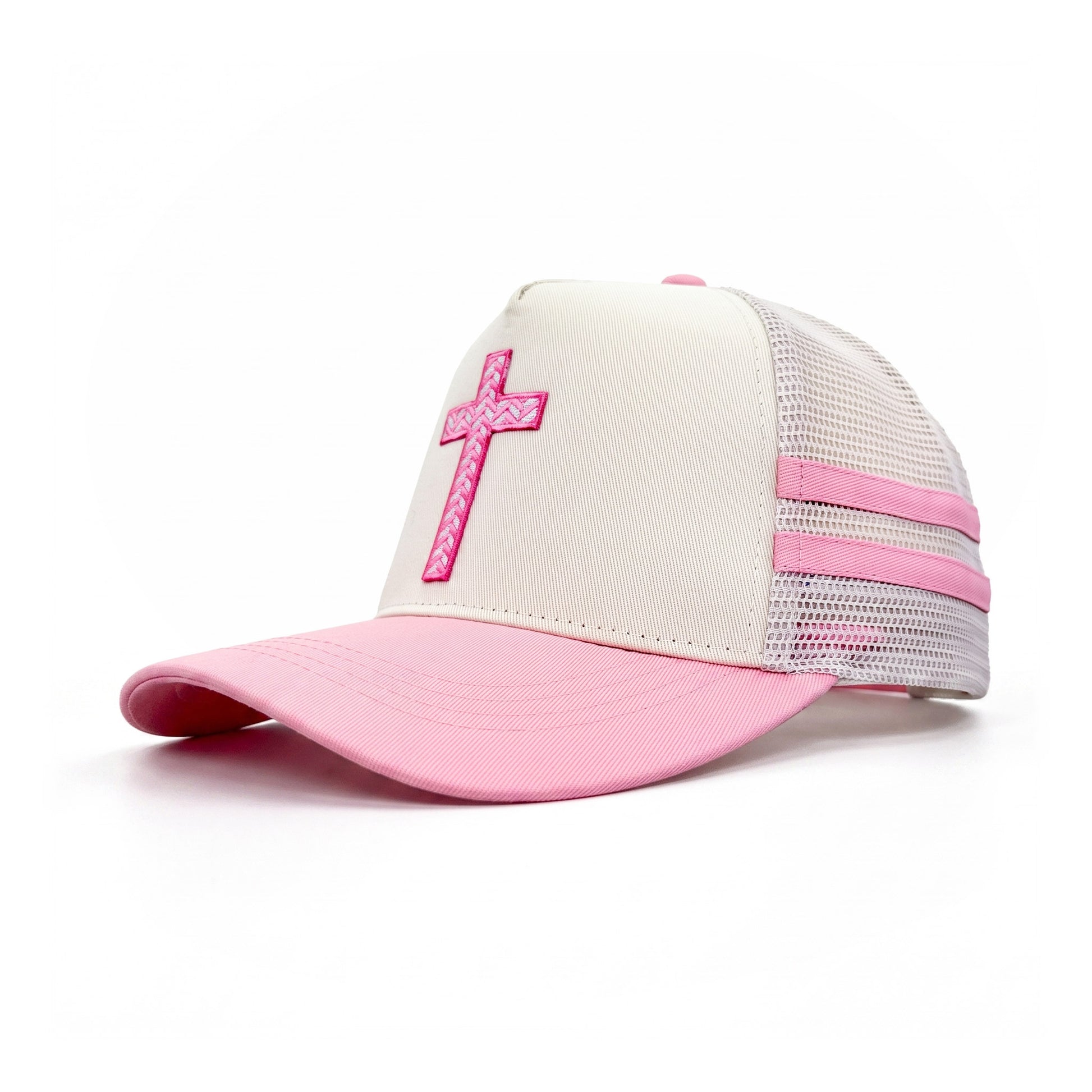 Wear Your Faith Trucker Pink three-quarter front-left view