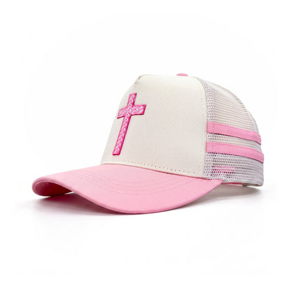 Wear Your Faith Trucker Pink three-quarter front-left view