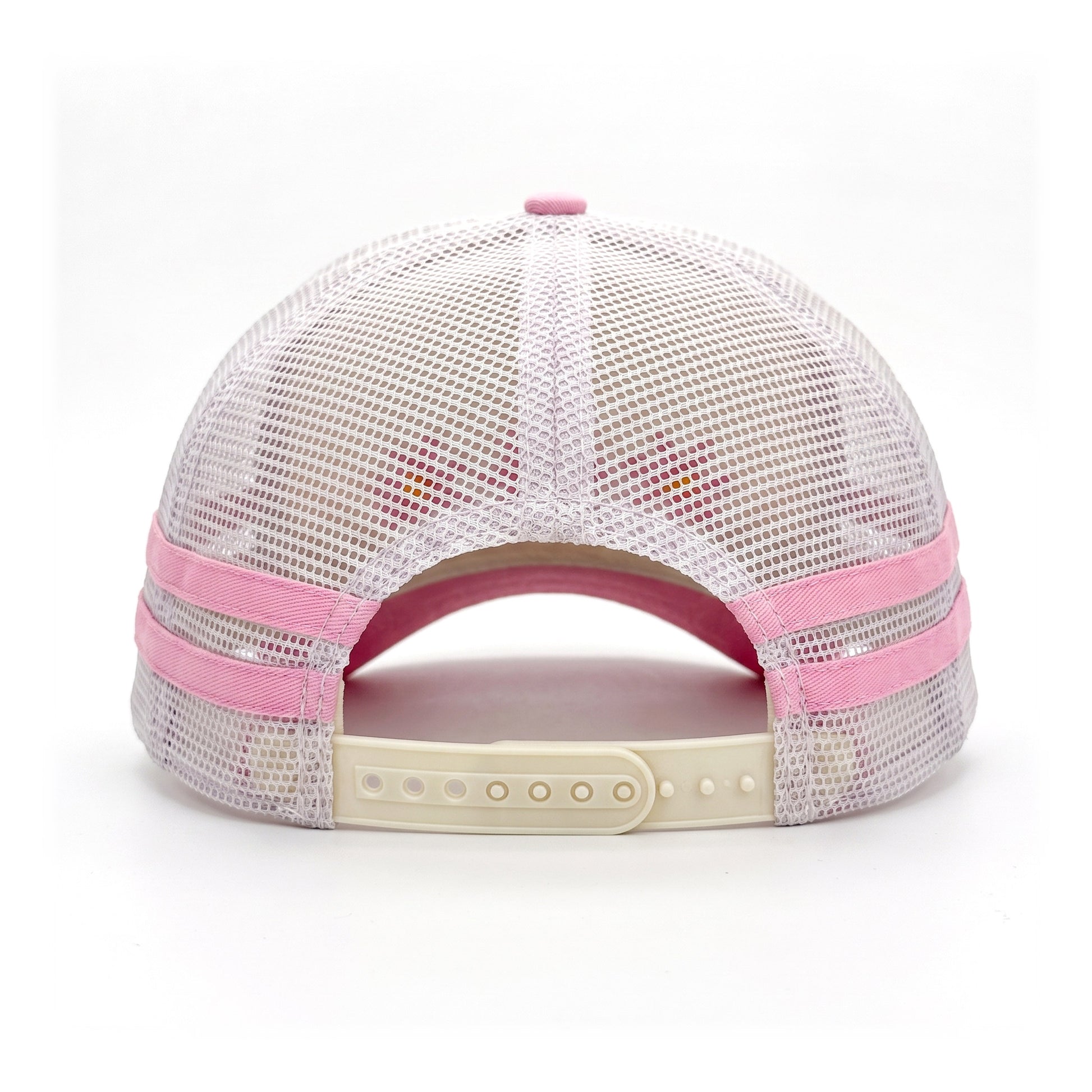 3 Daisy Pink 2 Stripe Trucker back view showing closure