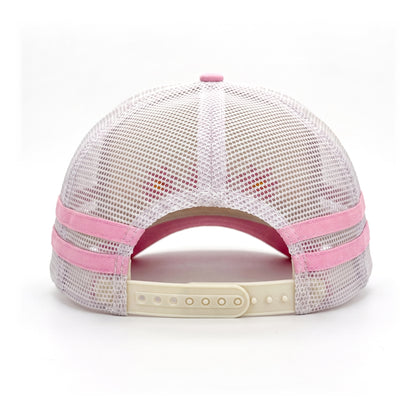 3 Daisy Pink 2 Stripe Trucker back view showing closure