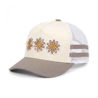 3 Daisy Neutral 2 Stripe Trucker three-quarter front-left view