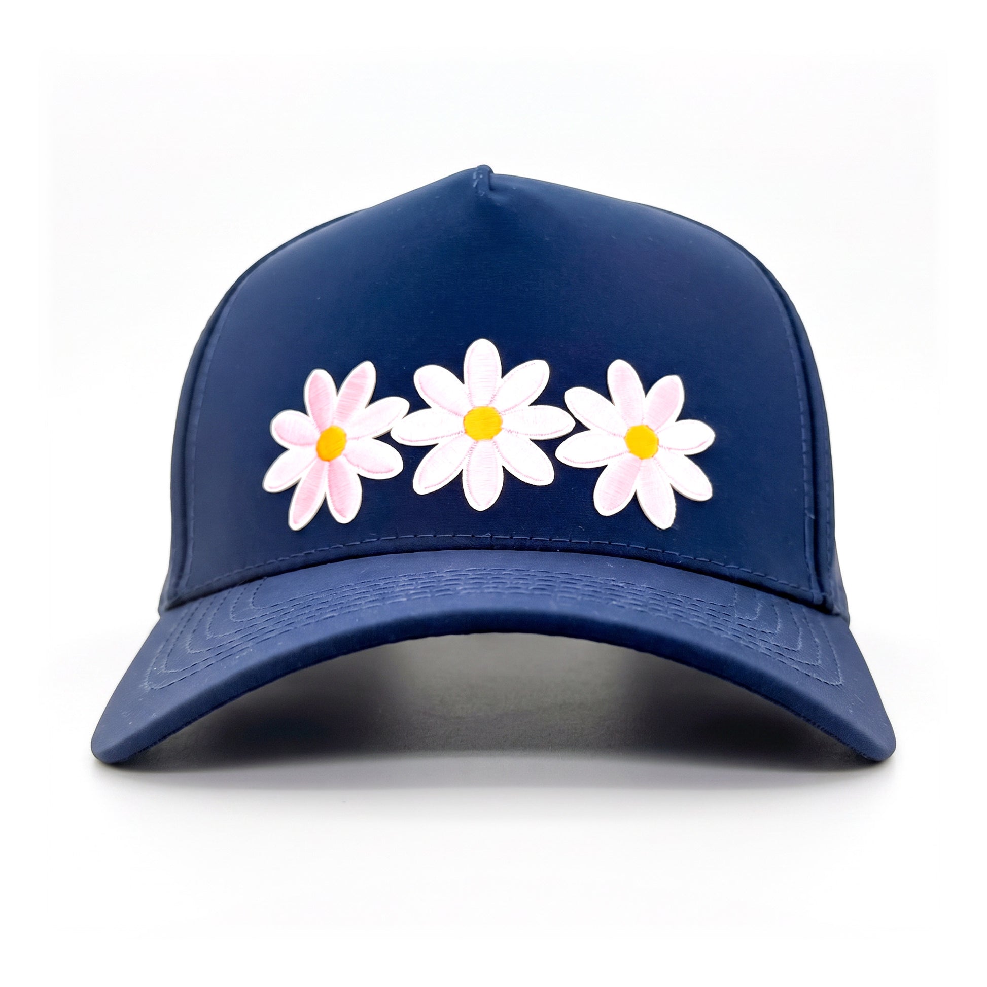 3 Daisy Solid Trucker Navy front view
