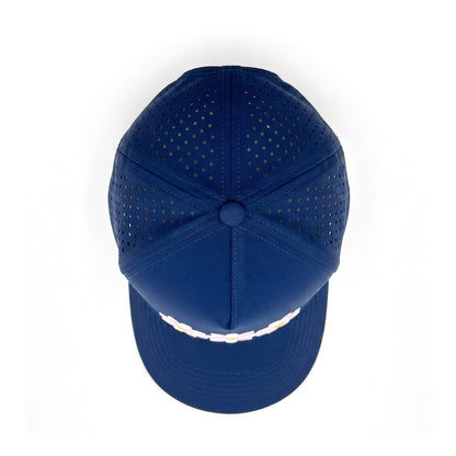 3 Daisy Solid Trucker Navy top down overhead view