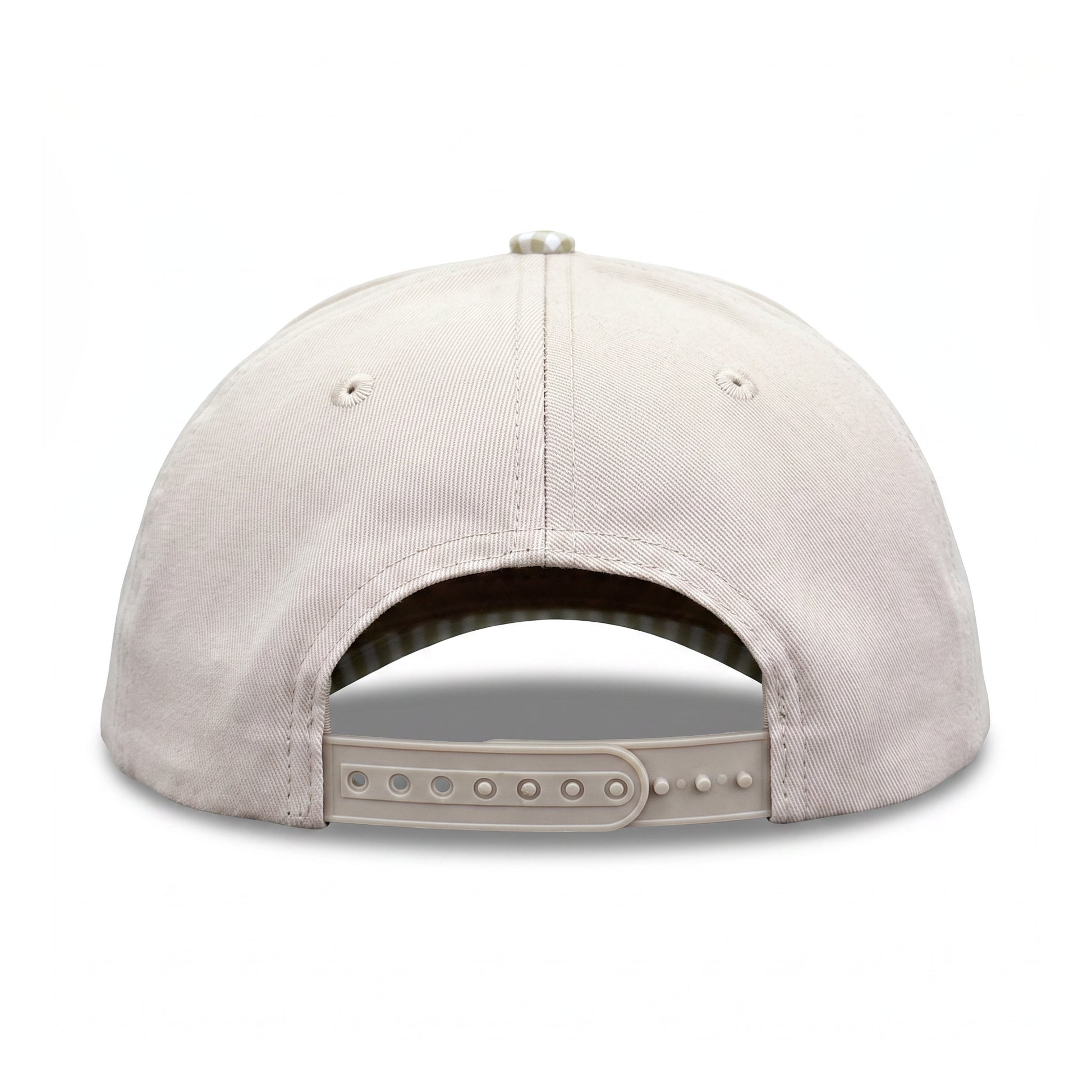 Golf Flag Trucker Neutral Gingham back view showing closure
