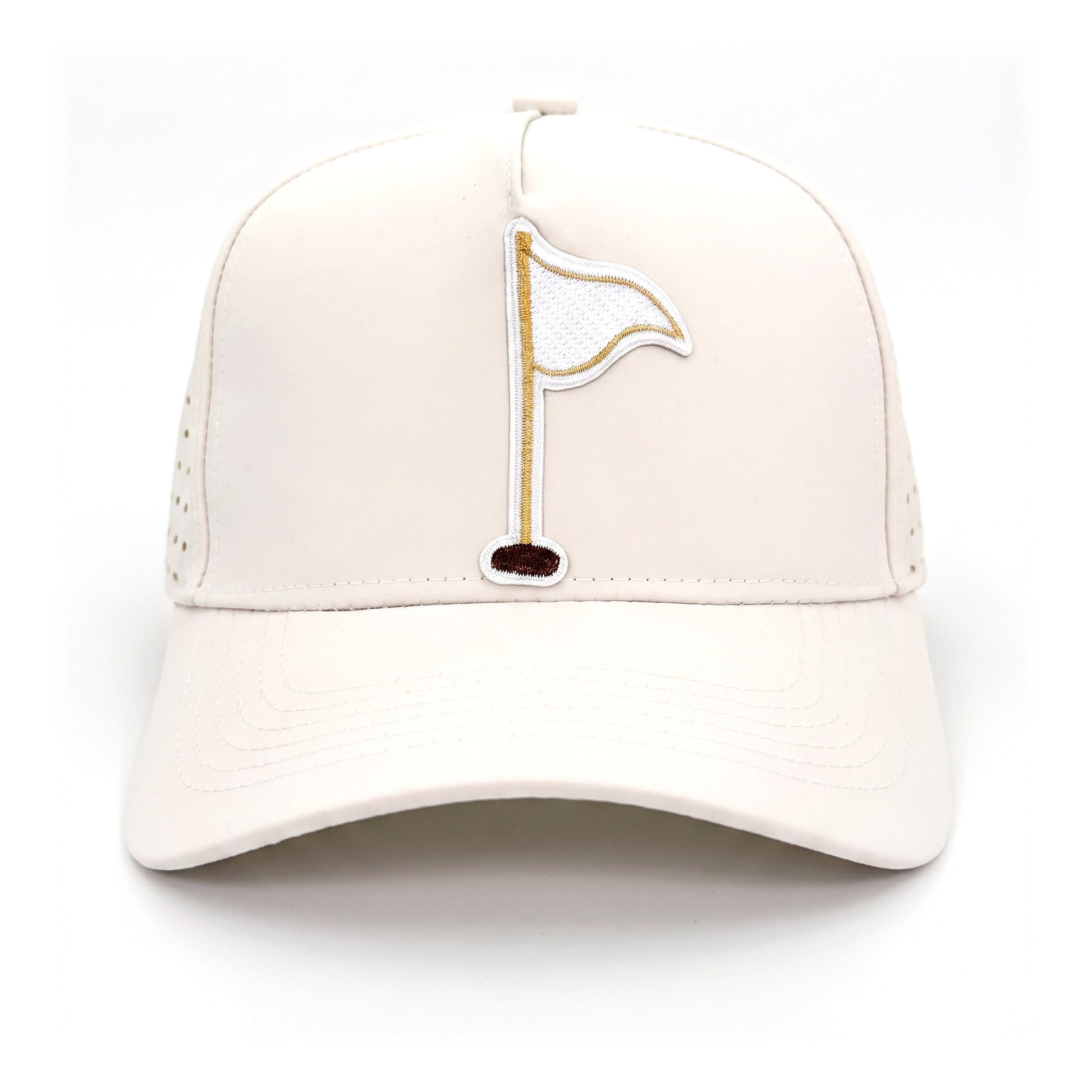 Golf Flag Trucker Cream front view