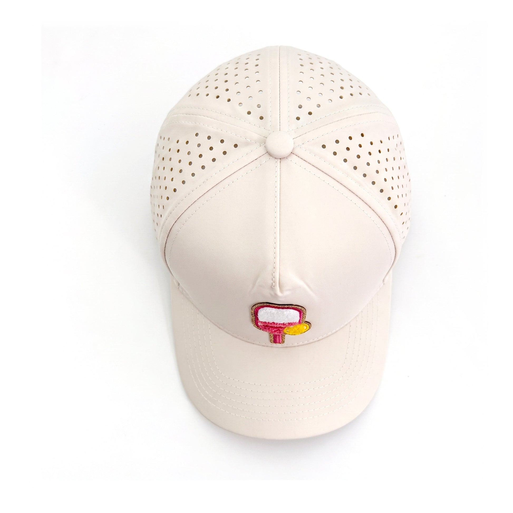 Pickleball Solid Trucker Cream top down overhead view