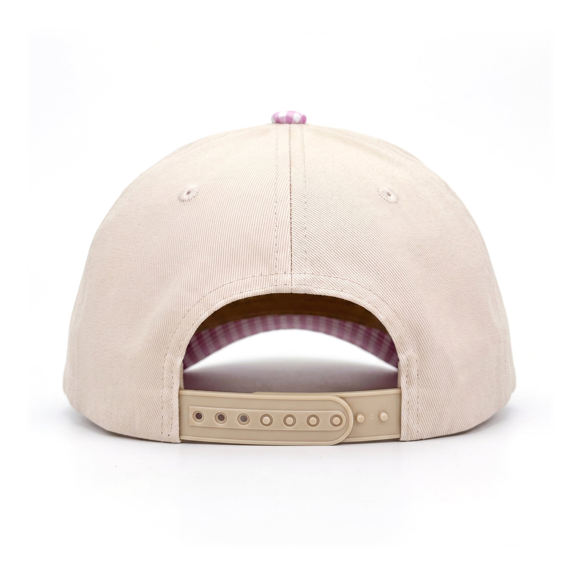 Pickleball Girlie Trucker Pink Gingham Floral Paddle back view showing closure