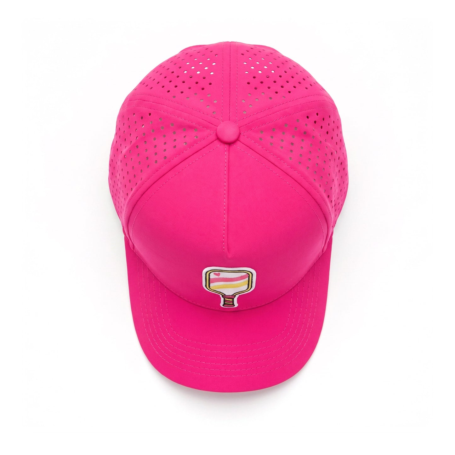 Pickleball Solid Trucker Hot Pink Stripe top down overhead view