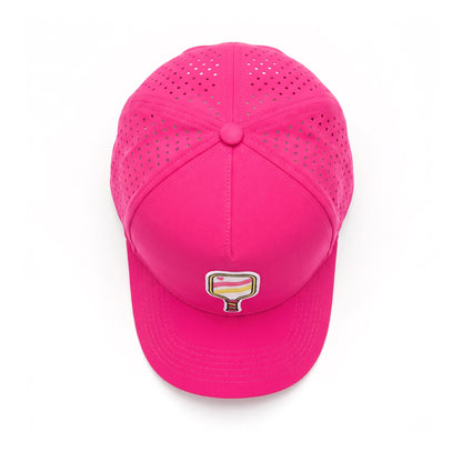 Pickleball Solid Trucker Hot Pink Stripe top down overhead view