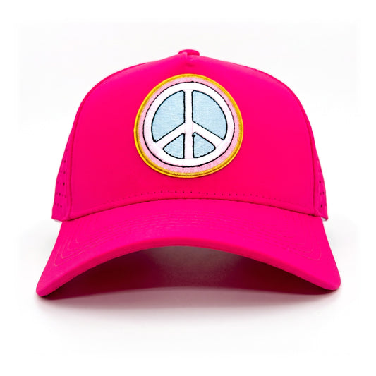 Peace Out Hot Pink Trucker front view