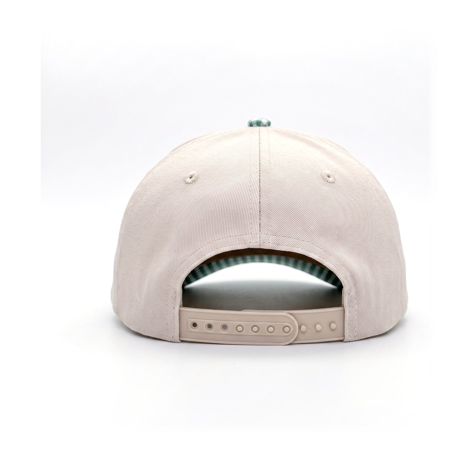 Single Daisy Trucker Green Gingham back view showing closure