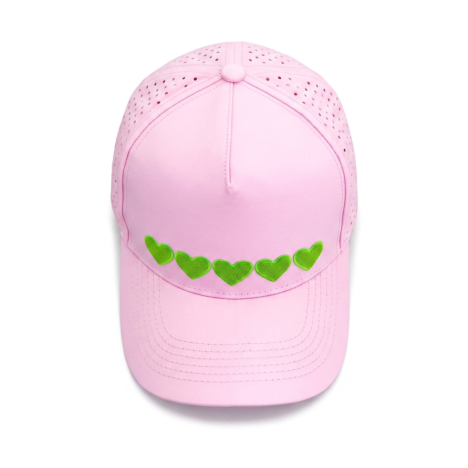 Sweetheart Trucker 5 Heart Green top down overhead view