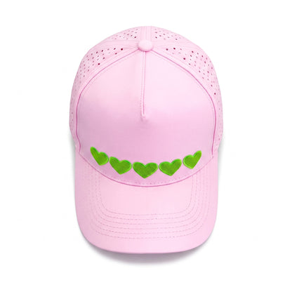 Sweetheart Trucker 5 Heart Green top down overhead view