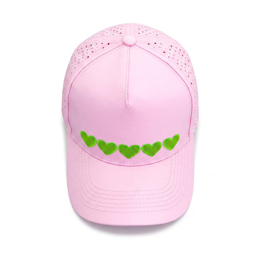 Sweetheart Trucker 5 Heart Green top down overhead view