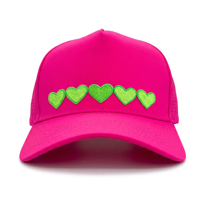 Sweetheart Trucker 5 Heart Green Hot Pink