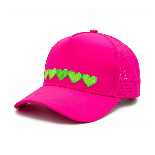 Sweetheart Trucker 5 Heart Green Hot Pink