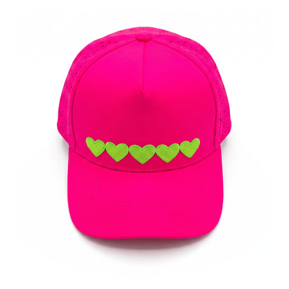 Sweetheart Trucker 5 Heart Green Hot Pink