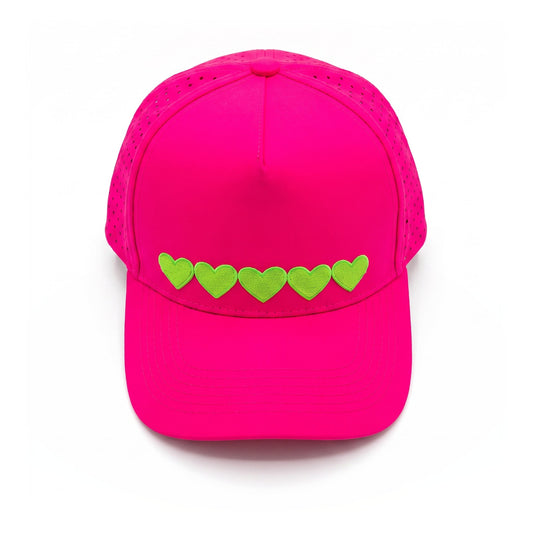 Sweetheart Trucker 5 Heart Green Hot Pink