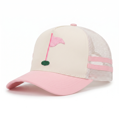 Golf Flag Trucker Pink 2 Stripe