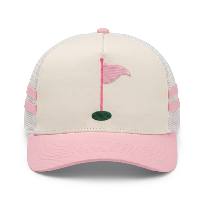 Golf Flag Trucker Pink 2 Stripe