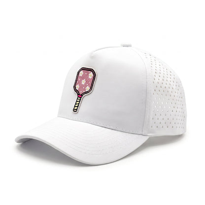 Pickleball Daisy Paddle Trucker White, three-quarter view