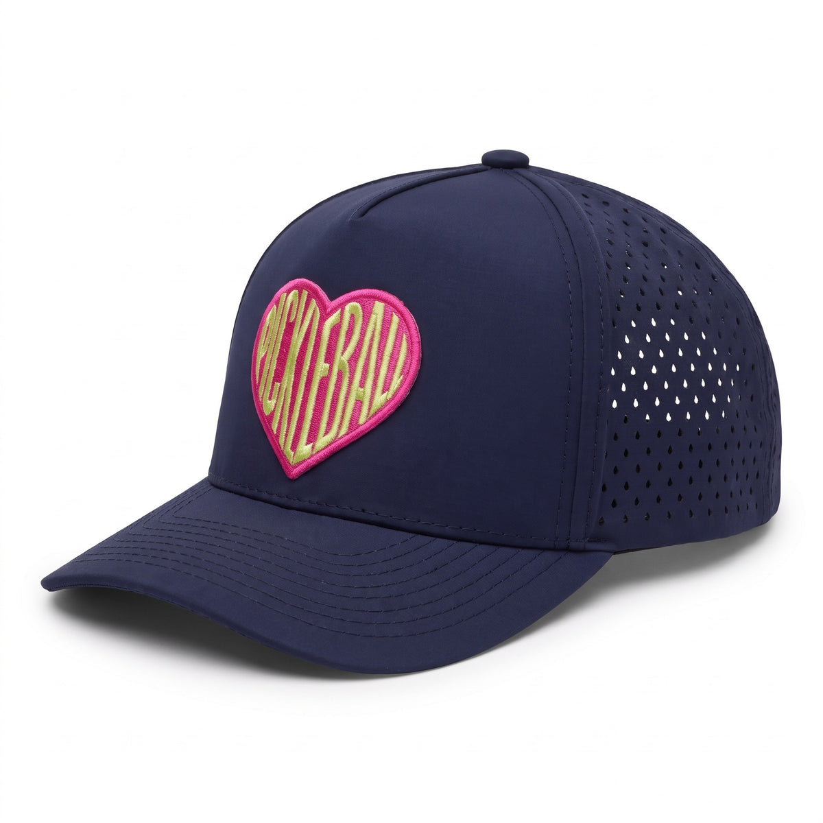 Pickleball Sweetheart Navy Pink Heart, three-quarter view