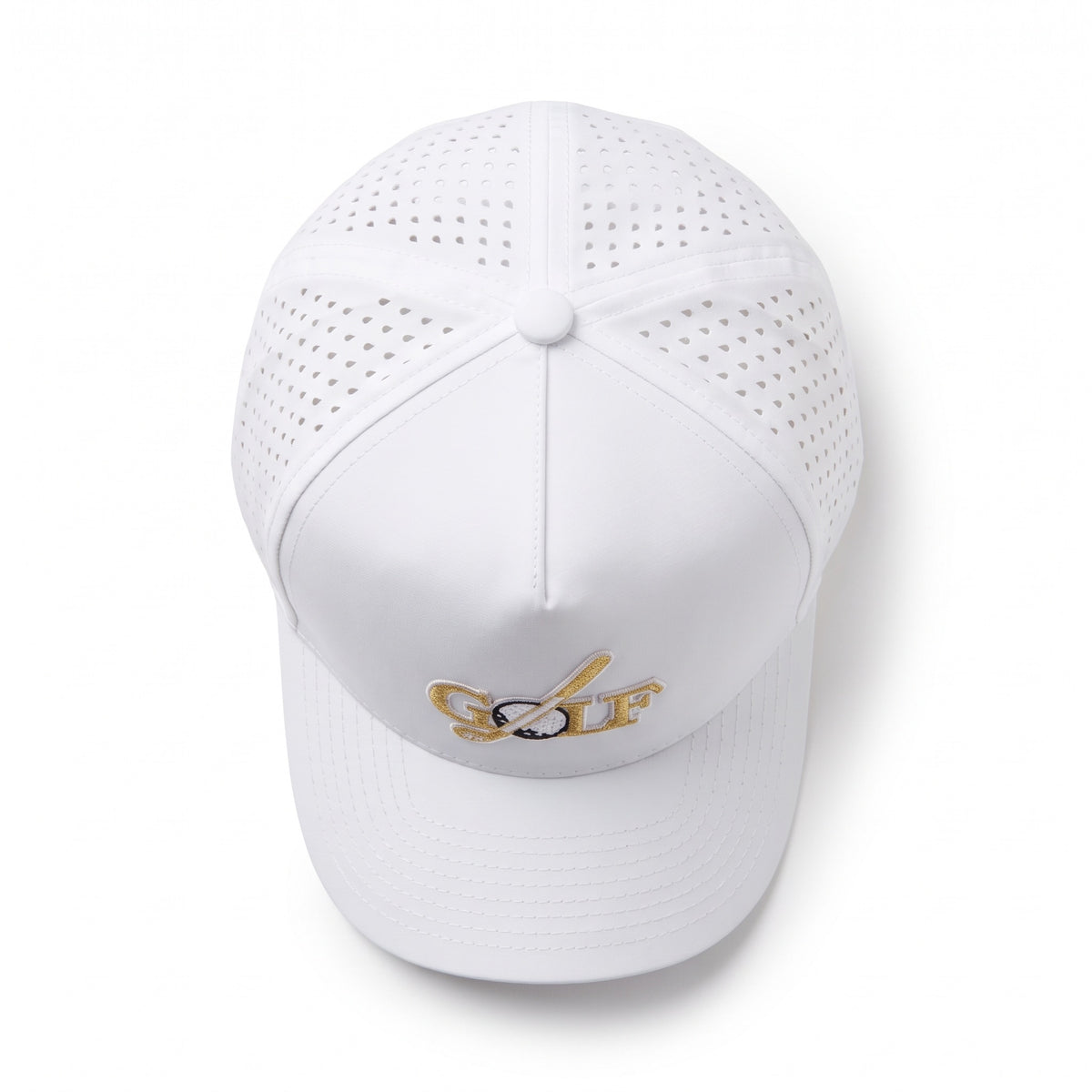 Golf Club Trucker White Gold, top view