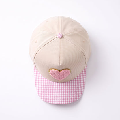 Sweetheart Chenille Trucker Cream Pink Gingham, top view