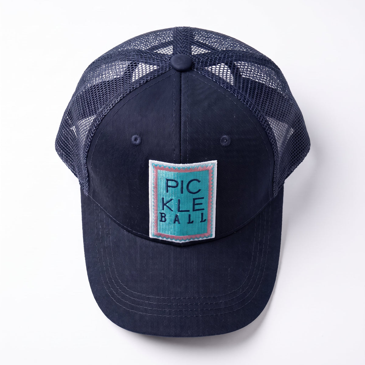 Pickleball Stamp Trucker Navy, top view