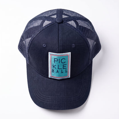 Pickleball Stamp Trucker Navy, top view
