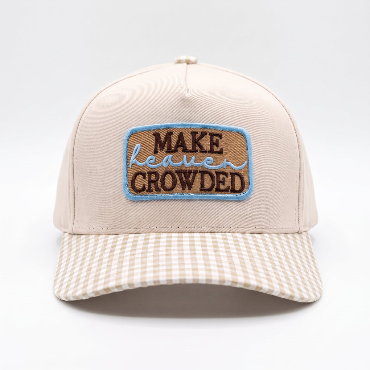 Make Heaven Crowded Trucker Neutral Gingham, front view