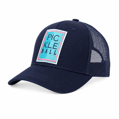 Pickleball Stamp Trucker Navy, three-quarter view